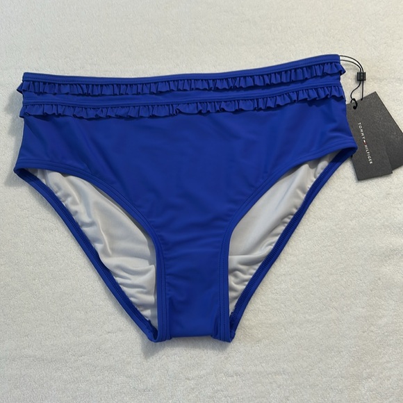 Tommy Hilfiger Small Bottoms Bikini Ruffled High Waist in Provence Blue NWT - Picture 2 of 9